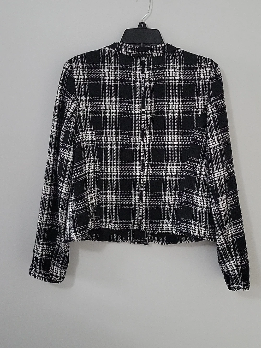 White House Black Market Plaid Tweed Jacket, Size 14 - Picture 6 of 8